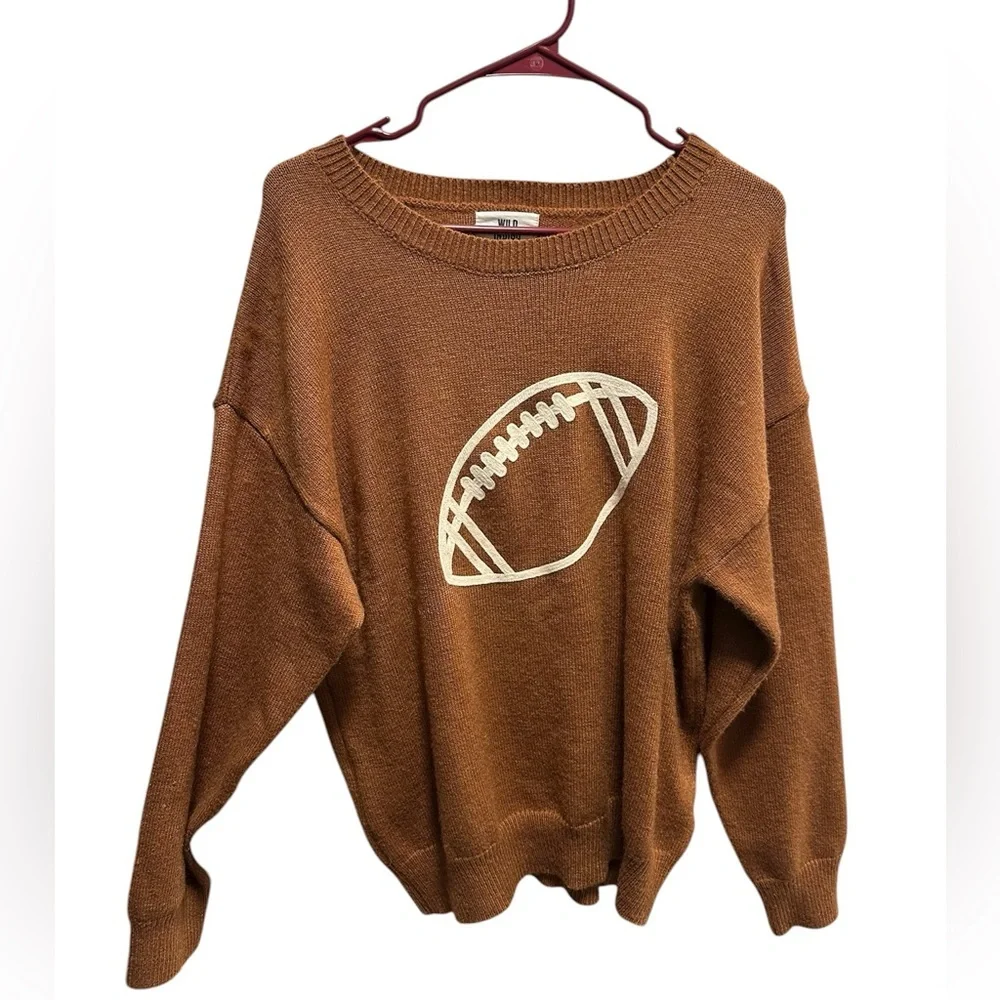 NWOT Indigo Brown Football Motif Sweater - Picture 4 of 7